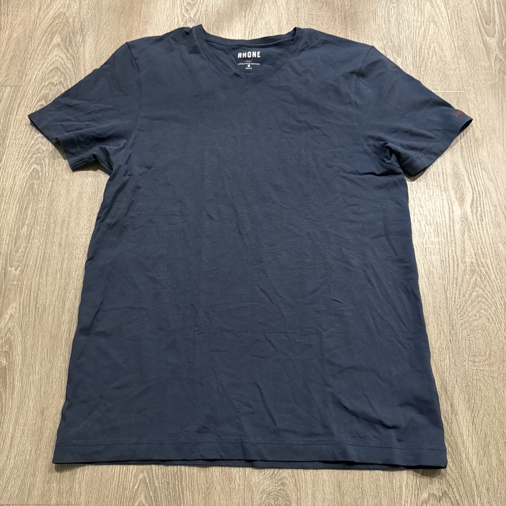 Rhone‎ Shirt Men's Medium Blue Crewneck Pima Cotton Blend Performance Stretch